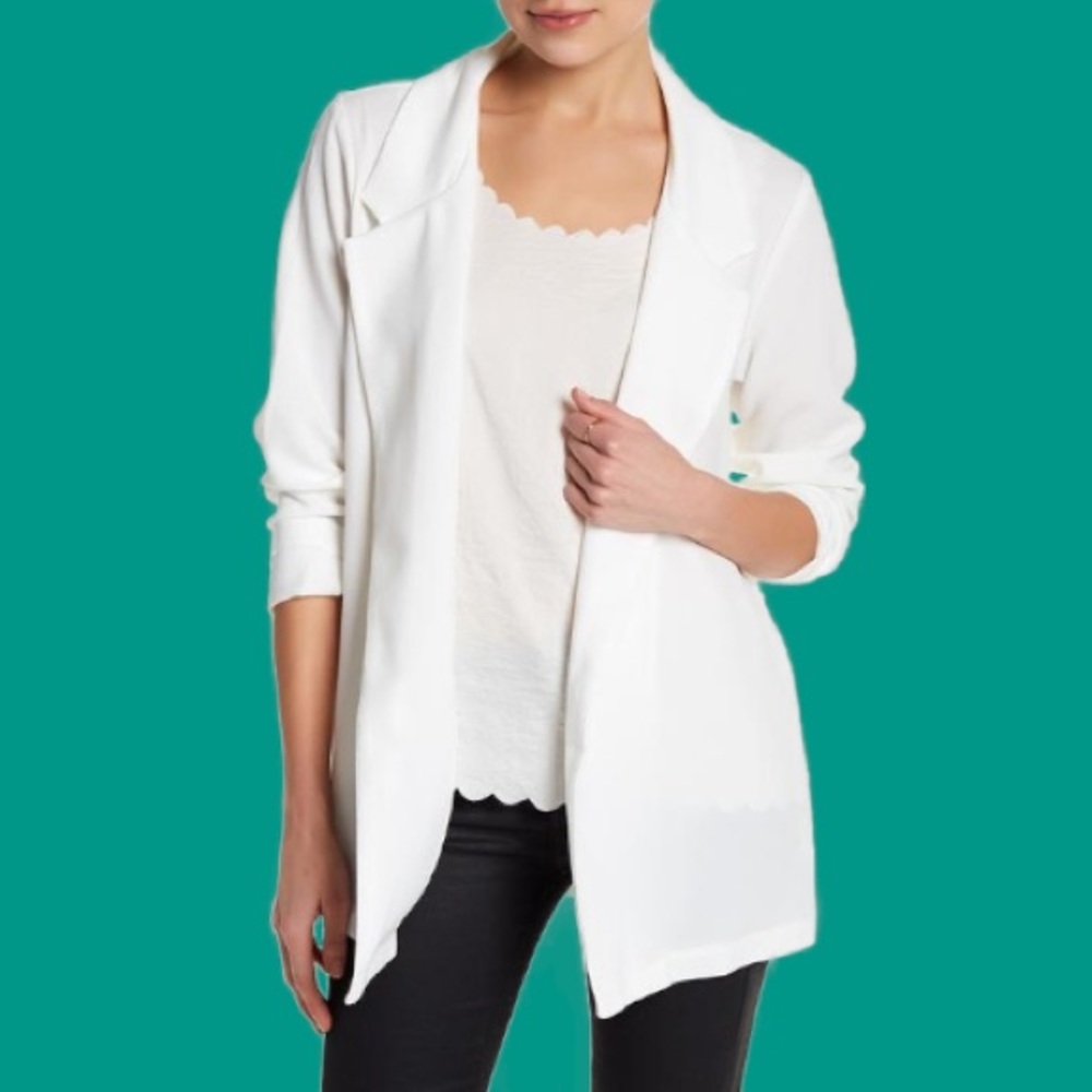 Lush Crepe Novak Blazer in White Size XS NWOT Lightweight Bride Vacation Summer